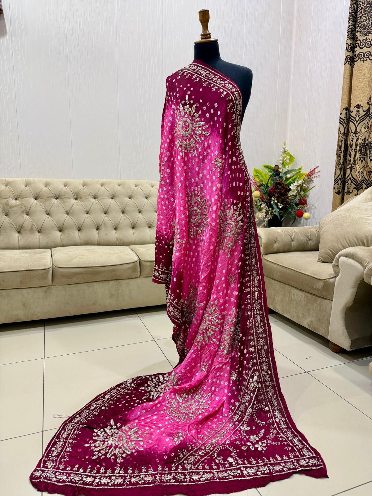 Luxury Chunri Gota Work Shawl - Pure Shamoz Silk PM