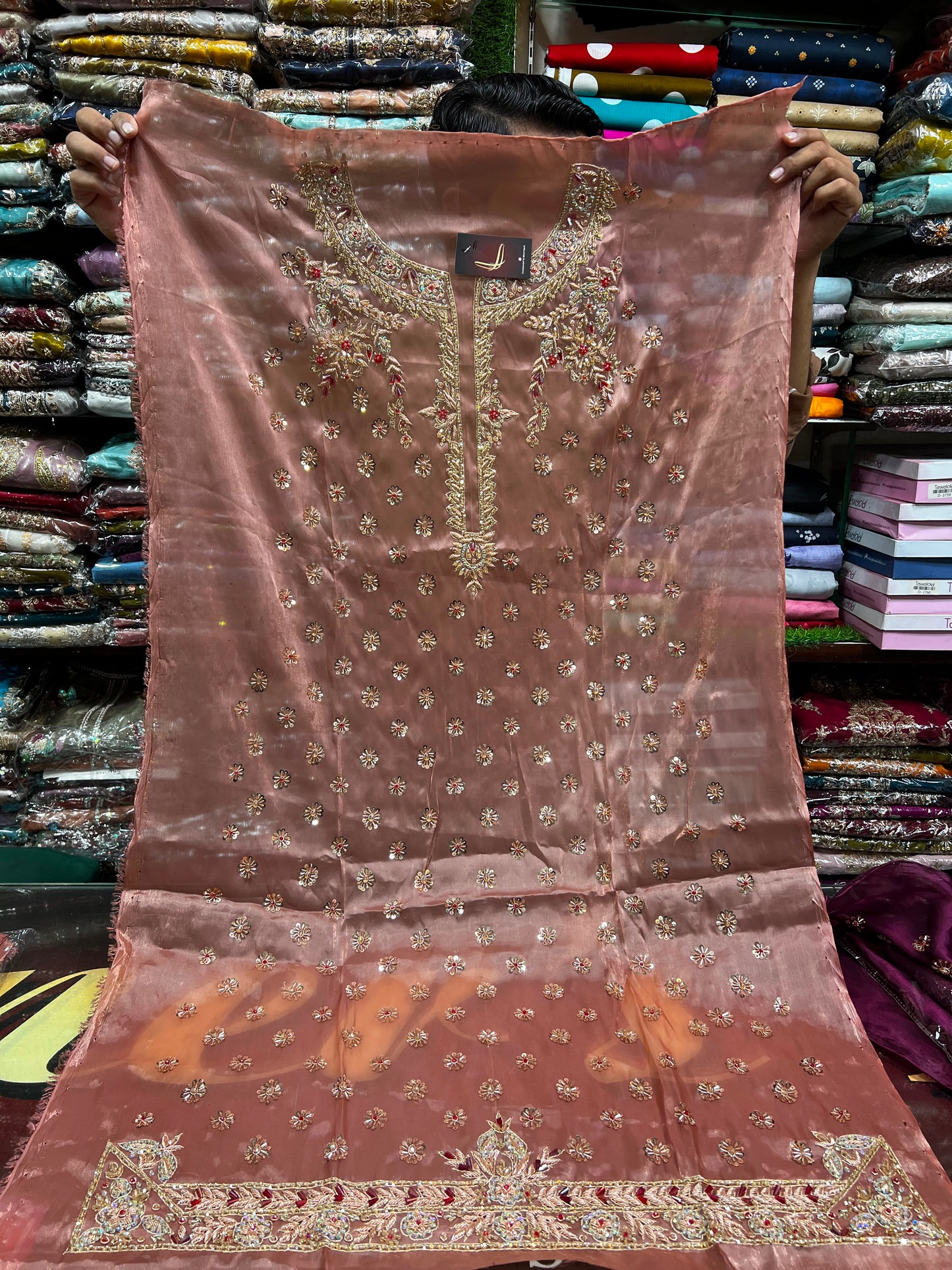 Embroidered Sheesha Silk 3PC Suit with Dupatta