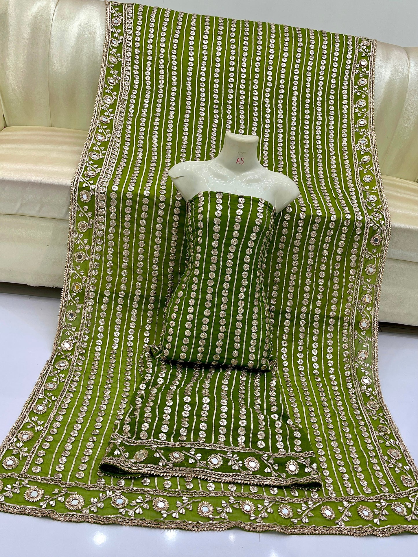 Handcrafted Pure Bamber Chiffon Gotta & Mirror Work Suit | Latest Wedding Collection 2026