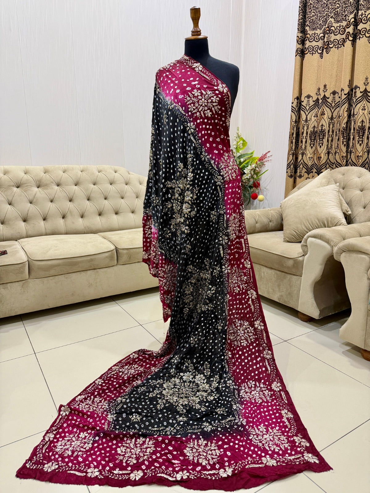 Luxury Chunri Gota Work Shawl - Pure Shamoz Silk BM