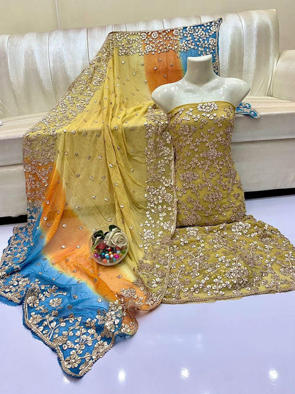 Pure Chiffon Gota Work Suit – Luxury Party Wear Dress