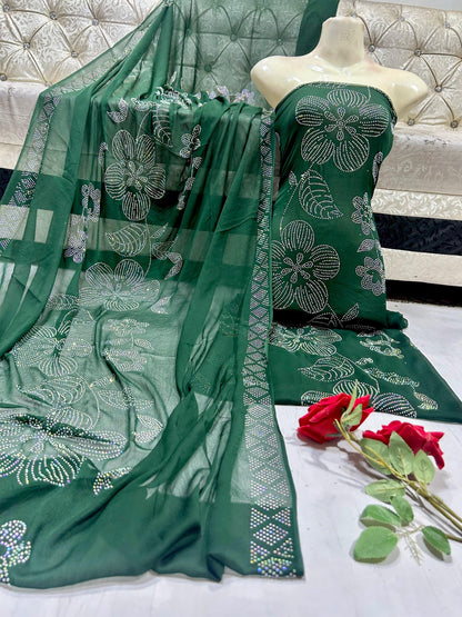 Turkish Stone Work Chiffon 2-Piece Suit – Same Front Back Heavy Work