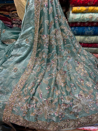 Lawa Silk Crystal Cutdana Work Suit – Border Style