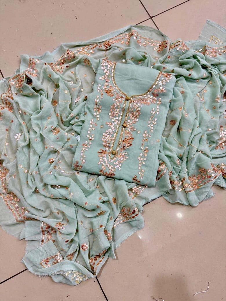 Handmade Press Gota Jaal Suit – Soft Bamber Chiffon 2-Pc