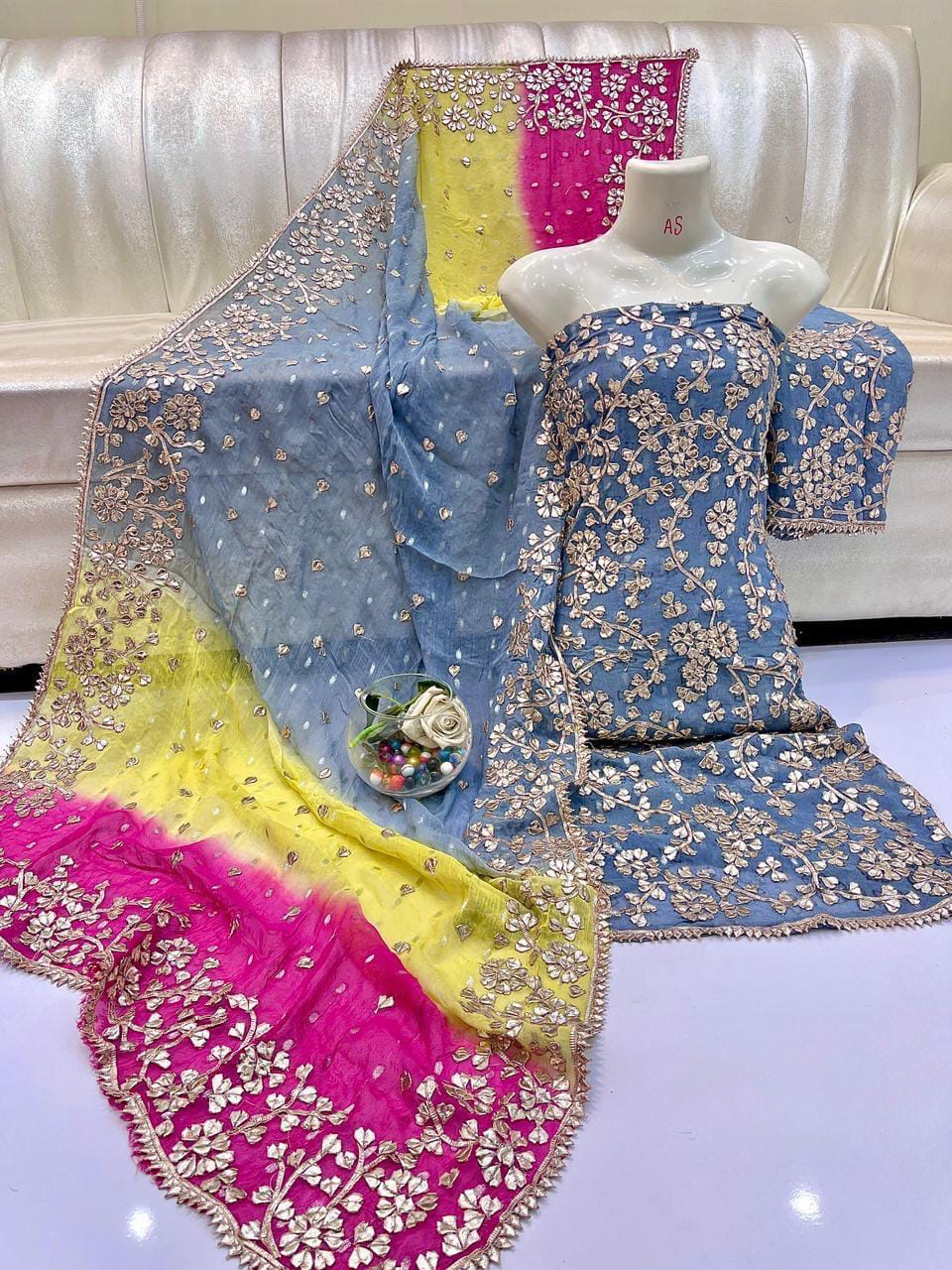 Pure Chiffon Gota Work Suit – Luxury Party Wear Dress