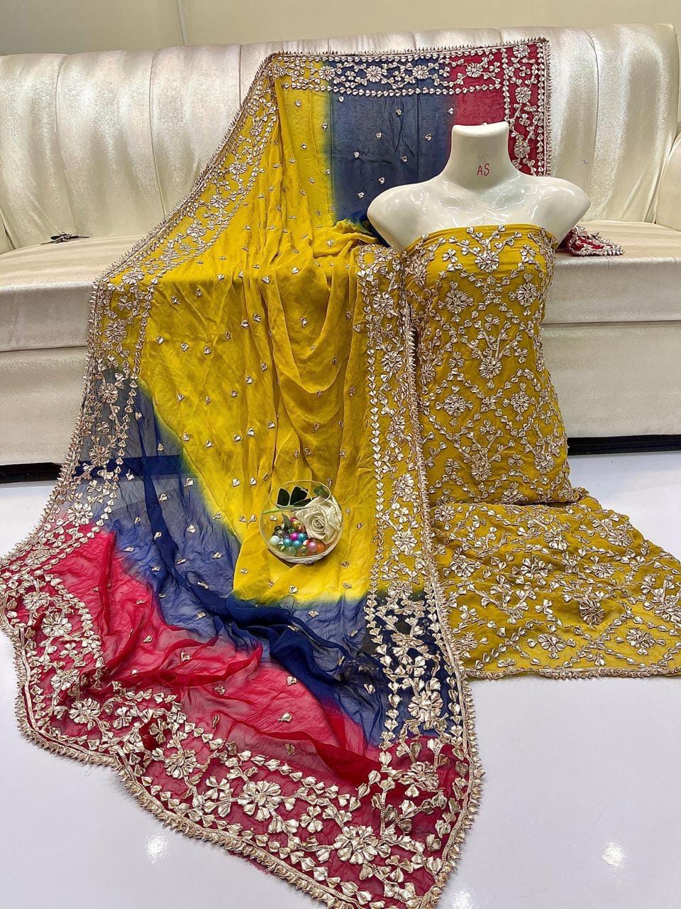 Pure Chiffon Gota Work Suit – Luxury Party Wear Dress
