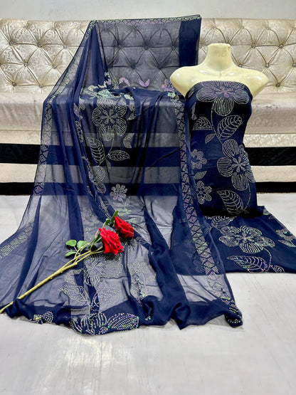 Turkish Stone Work Chiffon 2-Piece Suit – Same Front Back Heavy Work