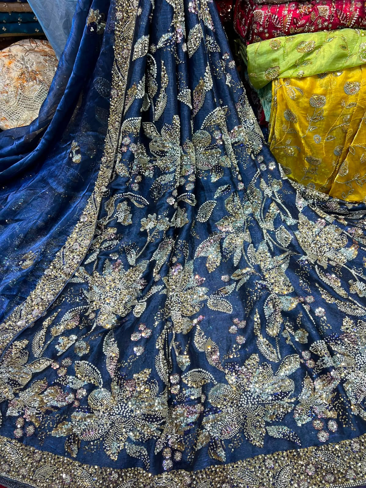 Lawa Silk Crystal Cutdana Work Suit – Border Style