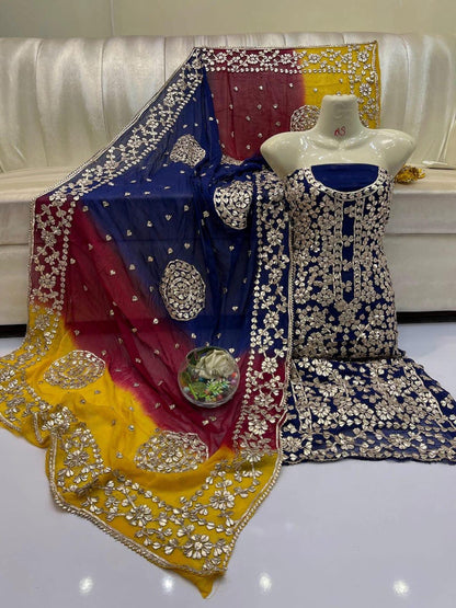 Pure Chiffon Gota Work Suit – Luxury Party Wear Dress
