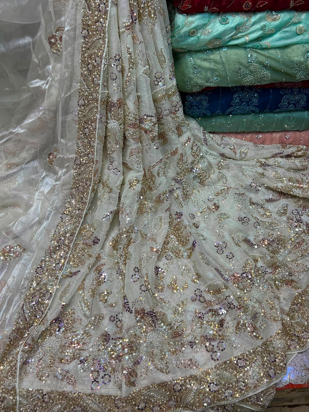 Lawa Silk Crystal Cutdana Work Suit – Border Style