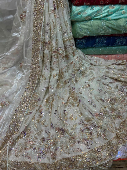 Lawa Silk Crystal Cutdana Work Suit – Border Style