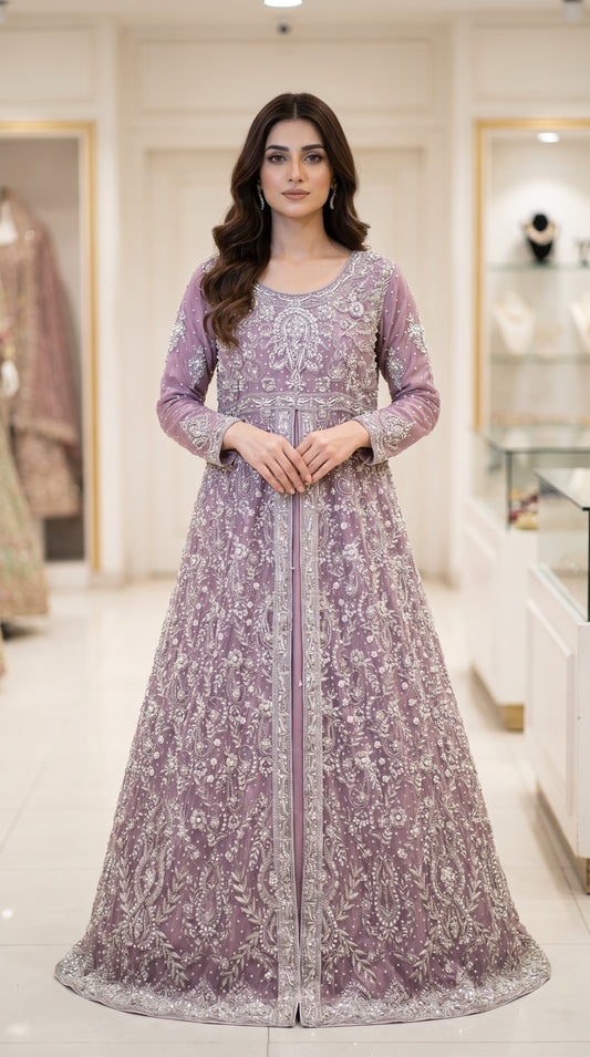 Elegant Soft Net Bridal Maxi | Dreamy A-Line Wedding Gown for Brides
