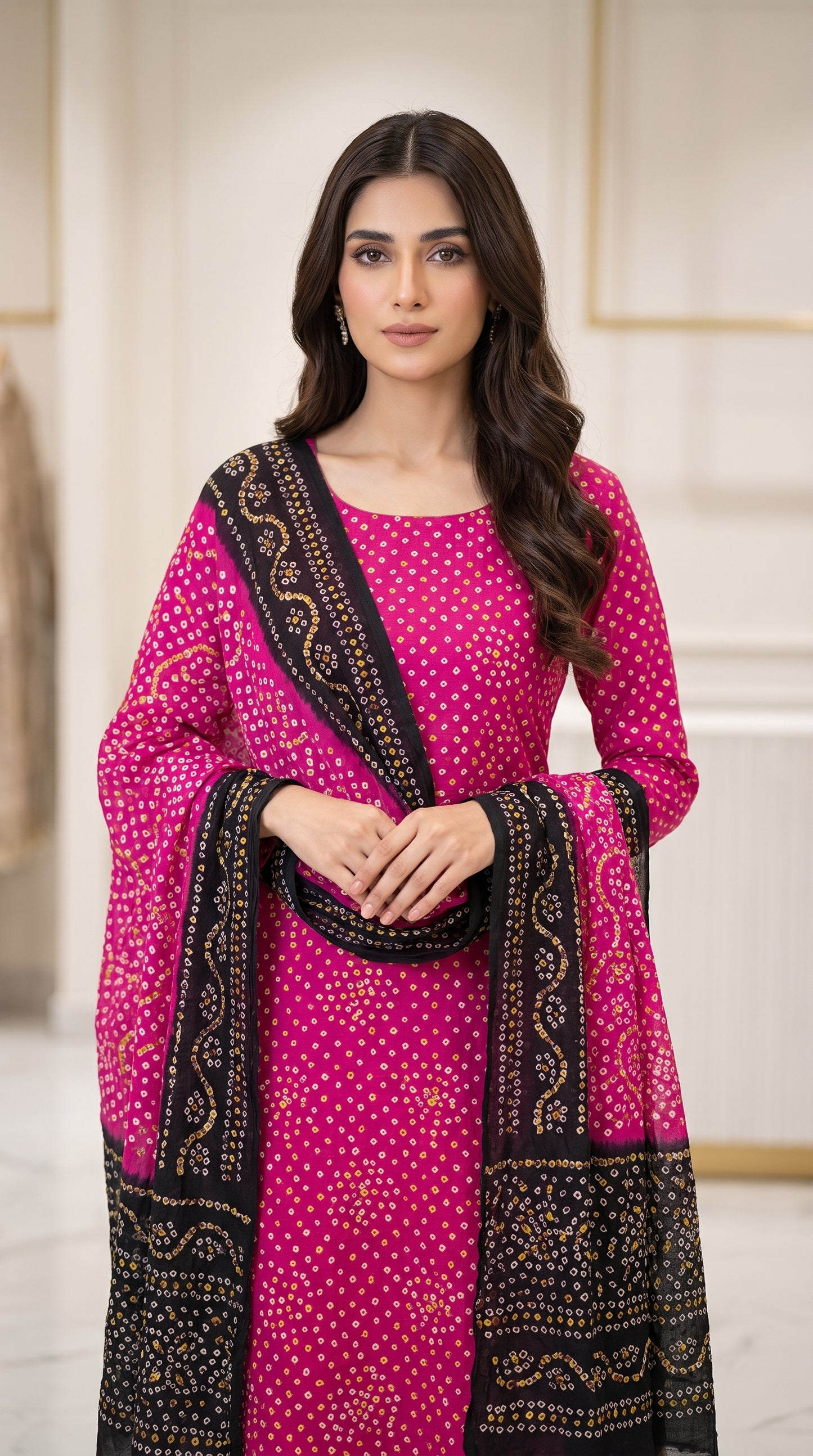 Handmade Chunri Mukaish Shamoz Silk Suit