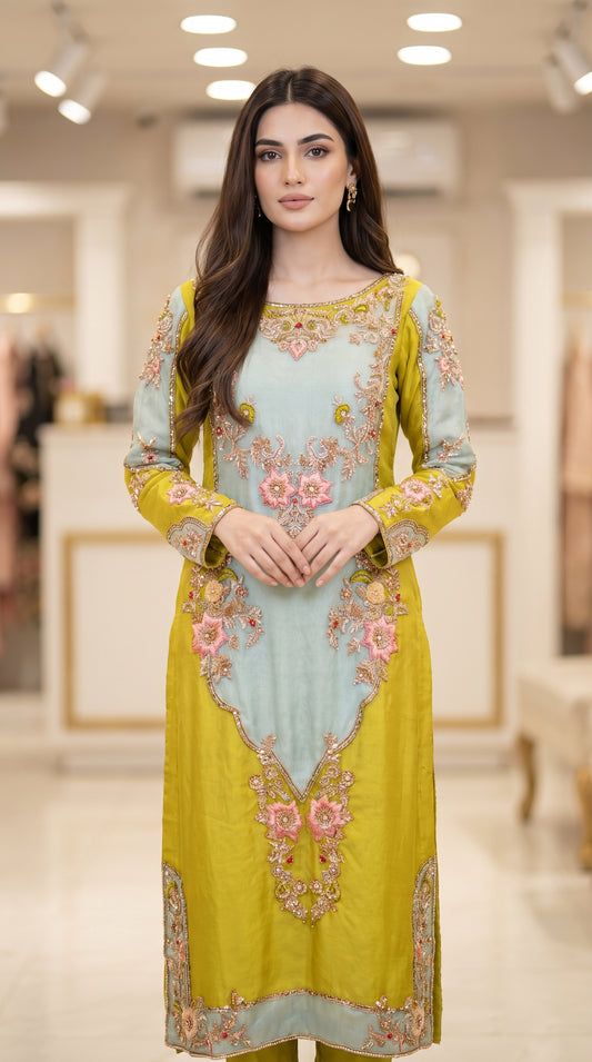 Elegant Pure Tussar Silk 3-Piece Suit