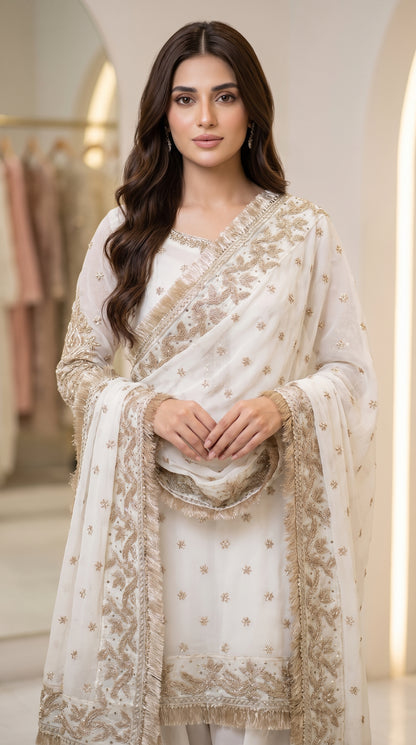 Handcrafted Pure Chiffon Gotta & Sequence Work Suit | Latest Wedding Collection 2026