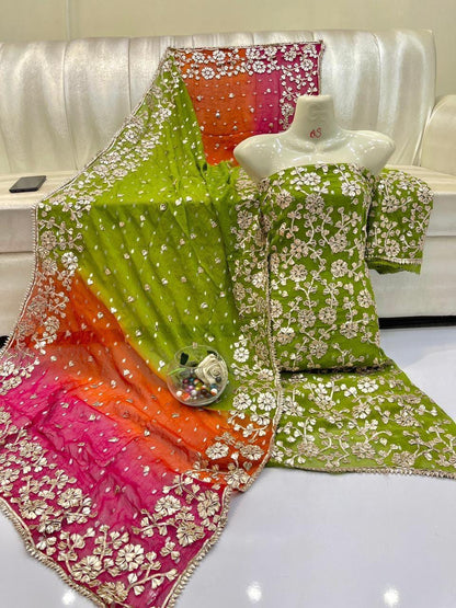 Pure Chiffon Gota Work Suit – Luxury Party Wear Dress