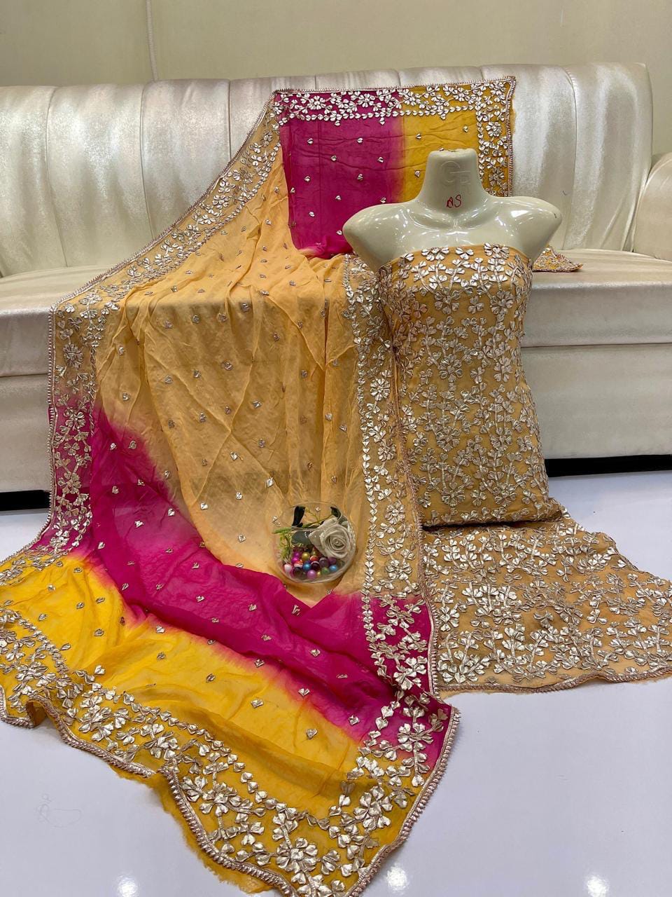 Pure Chiffon Gota Work Suit – Luxury Party Wear Dress