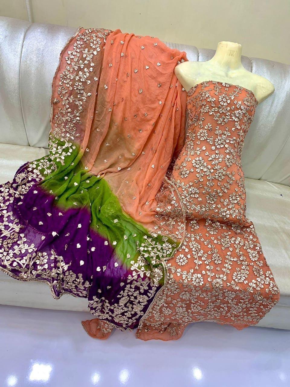 Pure Chiffon Gota Work Suit – Luxury Party Wear Dress