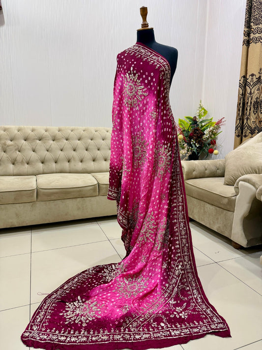 Luxury Chunri Gota Work Shawl - Pure Shamoz Silk PM
