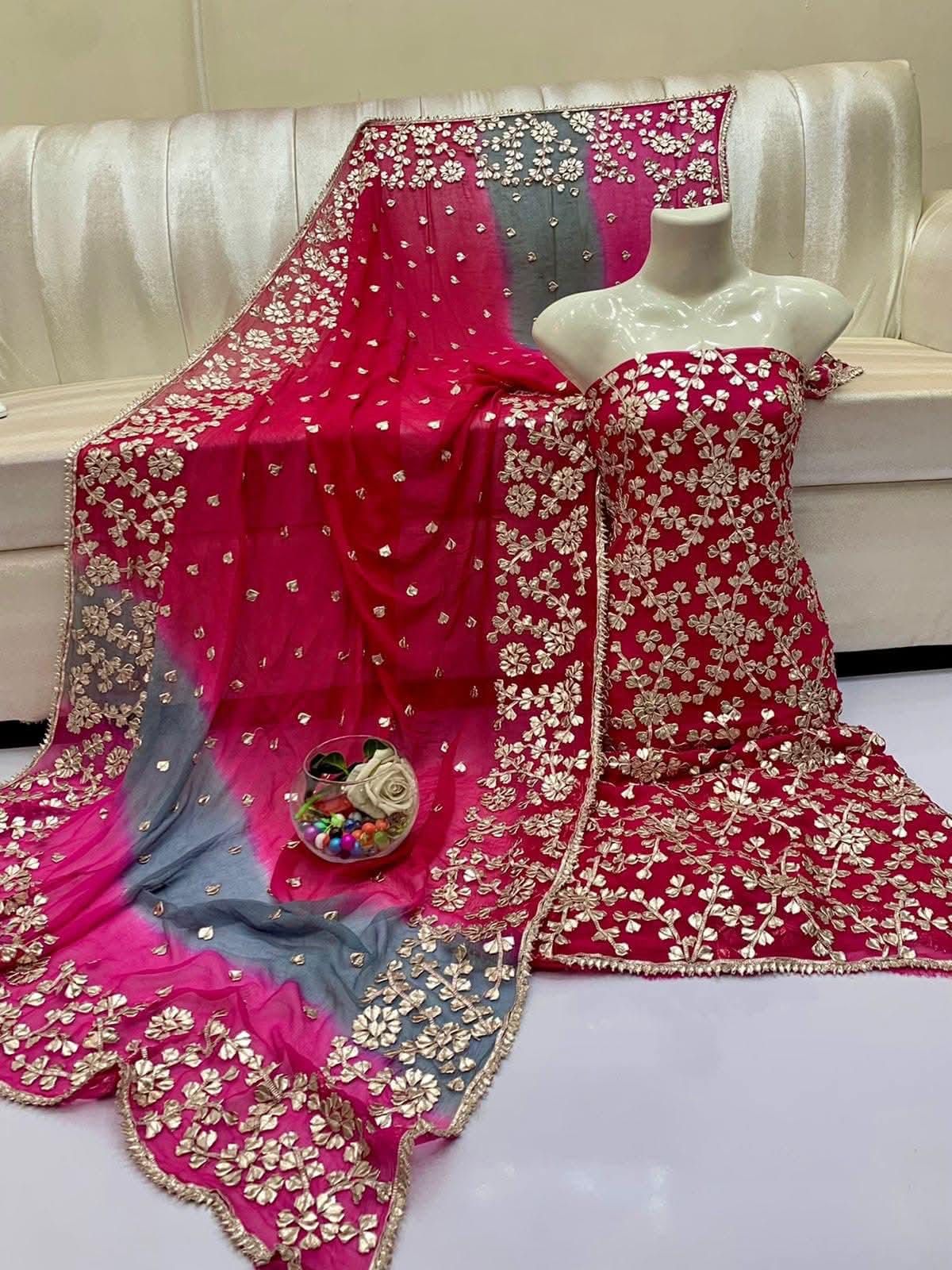 Pure Chiffon Gota Work Suit – Luxury Party Wear Dress