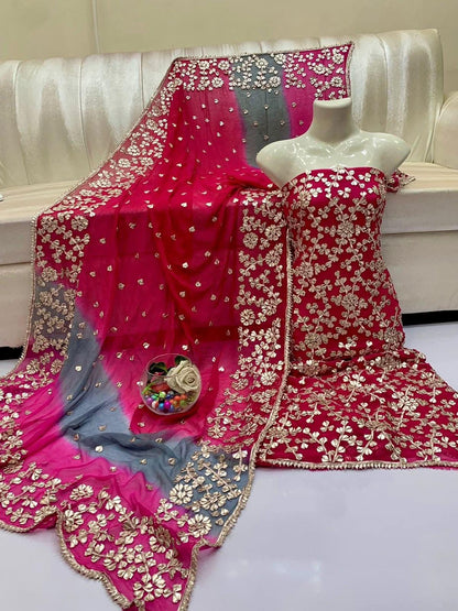 Pure Chiffon Gota Work Suit – Luxury Party Wear Dress