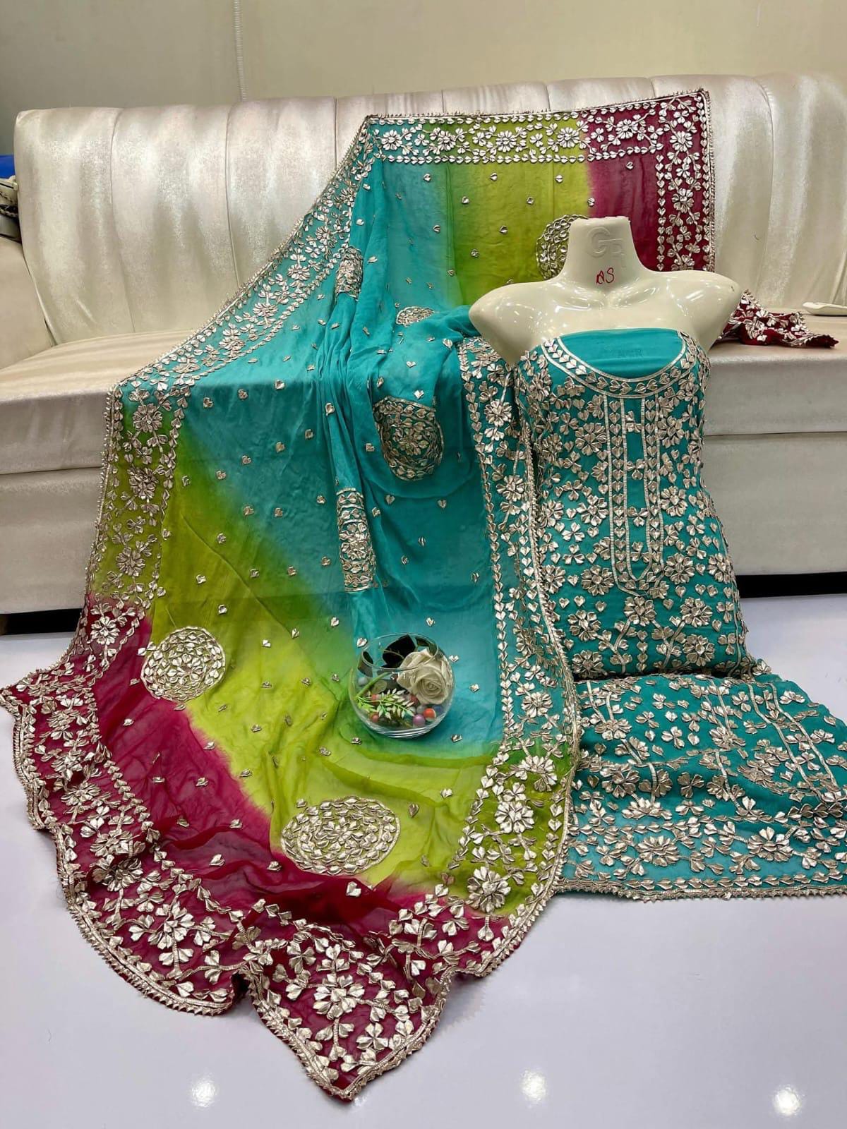 Pure Chiffon Gota Work Suit – Luxury Party Wear Dress
