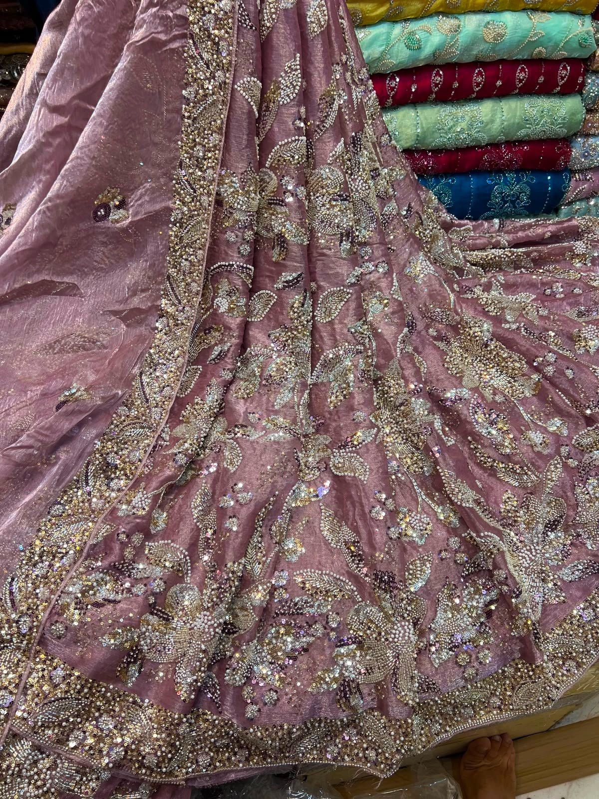 Lawa Silk Crystal Cutdana Work Suit – Border Style