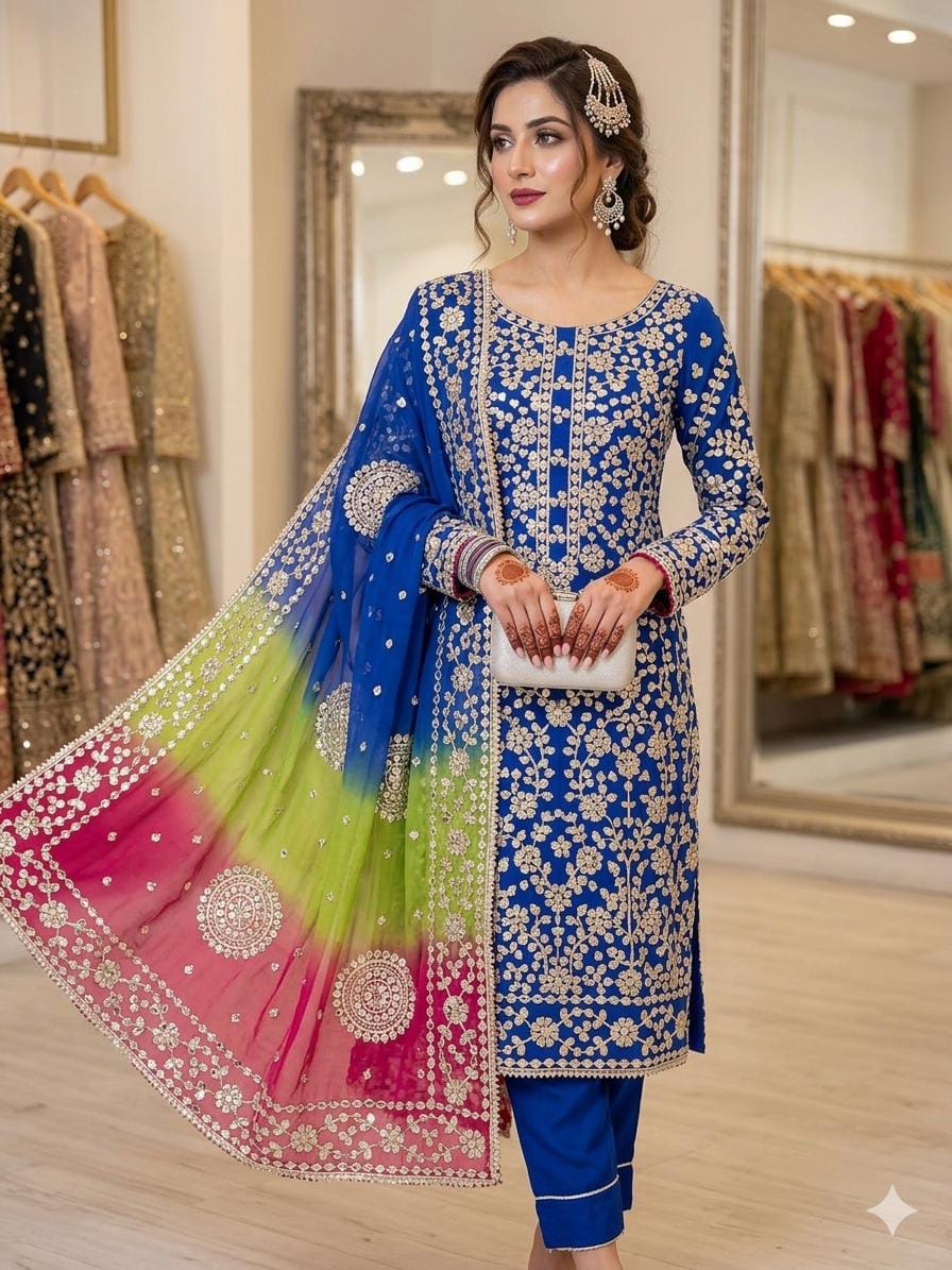 Pure Chiffon Gota Work Suit – Luxury Party Wear Dress