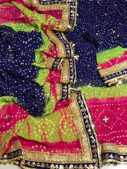 New Arrival Handmade Chunri Gota Work Suit | Premium PK Crinkle Chiffon 2-Piece