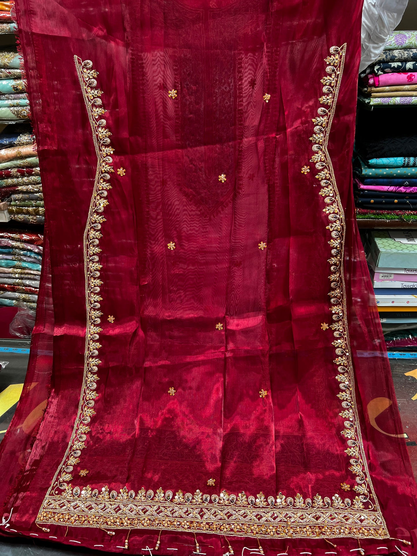Elegant Sheesha Silk Embroidered Suit with Chiffon Silk Dupatta – 3 Piece Unstitched