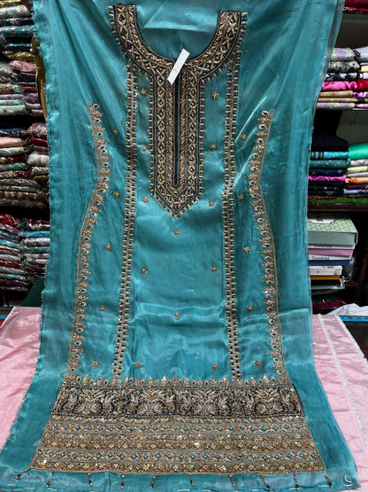 Elegant Sheesha Silk Embroidered Suit with Chiffon Silk Dupatta – 3 Piece Unstitched