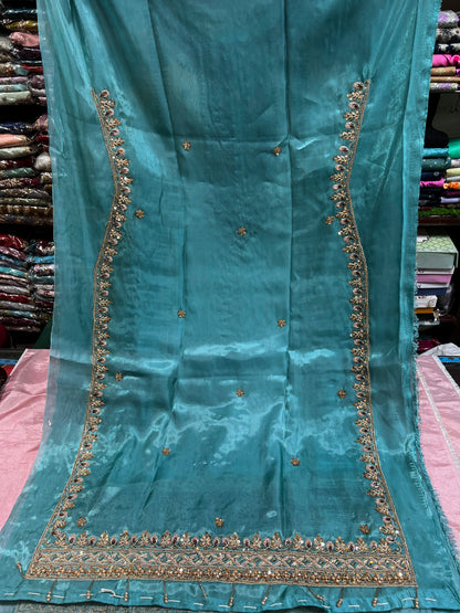 Elegant Sheesha Silk Embroidered Suit with Chiffon Silk Dupatta – 3 Piece Unstitched