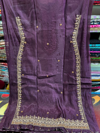 Elegant Sheesha Silk Embroidered Suit with Chiffon Silk Dupatta – 3 Piece Unstitched