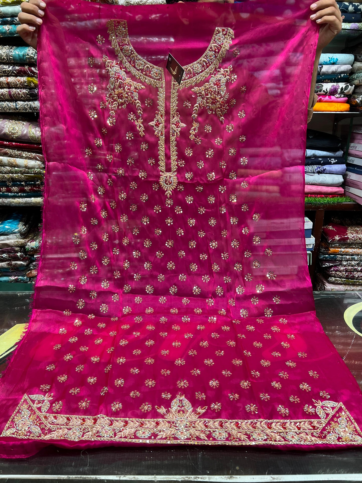Embroidered Sheesha Silk 3PC Suit with Dupatta