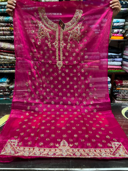 Embroidered Sheesha Silk 3PC Suit with Dupatta