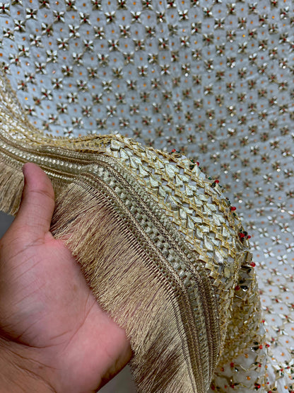 Handmade Tilla Gotta Pearls Gajji Silk Dupatta