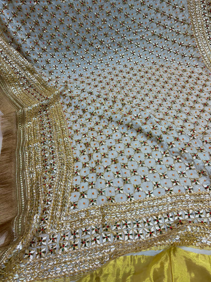 Handmade Tilla Gotta Pearls Gajji Silk Dupatta