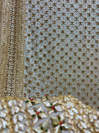 Handmade Tilla Gotta Pearls Gajji Silk Dupatta