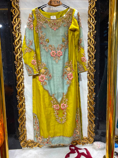 Elegant Pure Tussar Silk 3-Piece Suit