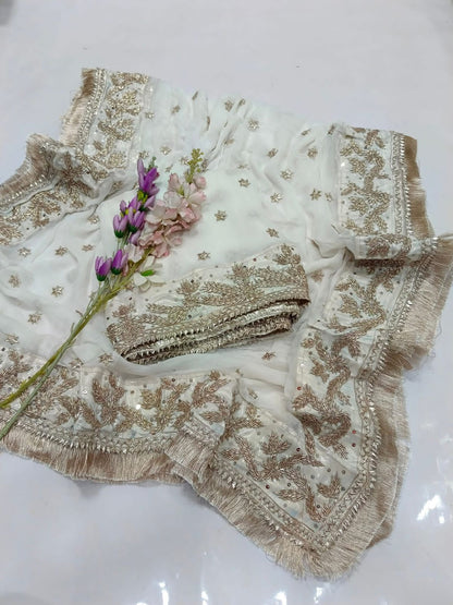Handcrafted Pure Chiffon Gotta & Sequence Work Suit | Latest Wedding Collection 2026