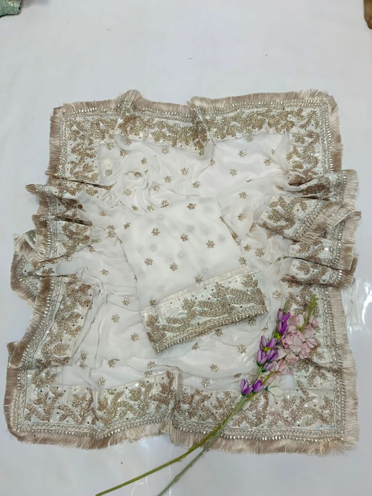 Handcrafted Pure Chiffon Gotta & Sequence Work Suit | Latest Wedding Collection 2026