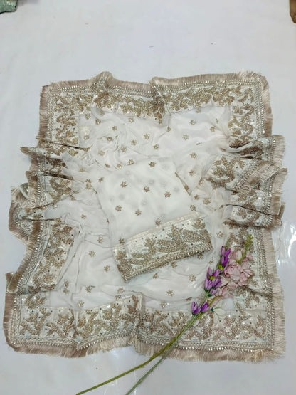 Handcrafted Pure Chiffon Gotta & Sequence Work Suit | Latest Wedding Collection 2026