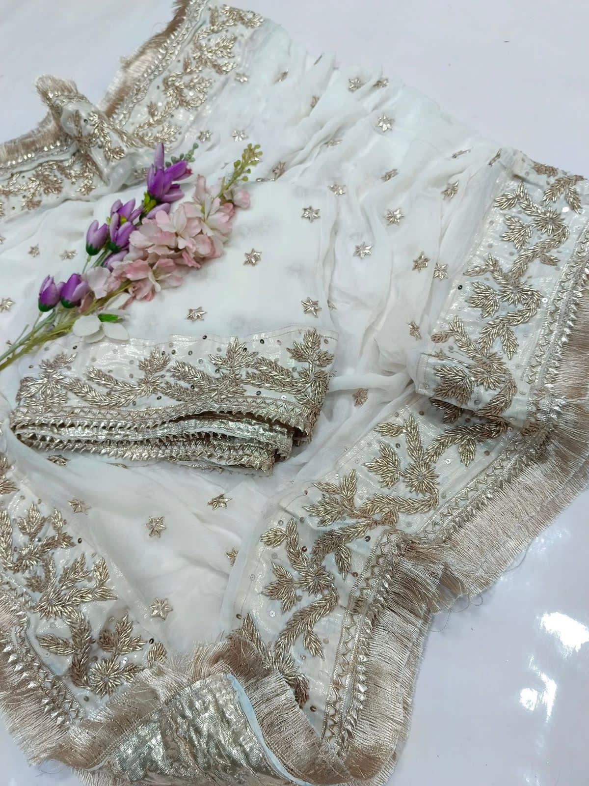 Handcrafted Pure Chiffon Gotta & Sequence Work Suit | Latest Wedding Collection 2026