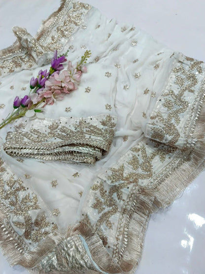 Handcrafted Pure Chiffon Gotta & Sequence Work Suit | Latest Wedding Collection 2026