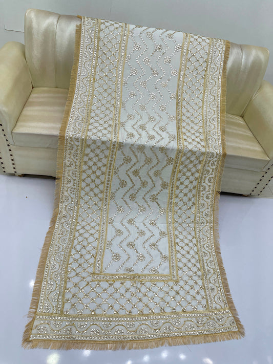 Handcrafted Tamba Tilla & Gotta Jaal Pure Samooz Silk Shawl | Dyeable New Design