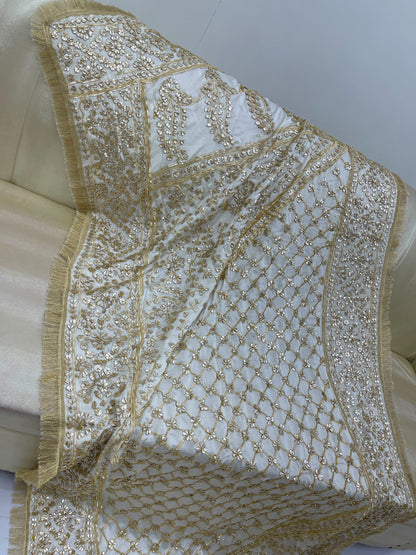 Handcrafted Tamba Tilla & Gotta Jaal Pure Samooz Silk Shawl | Dyeable New Design