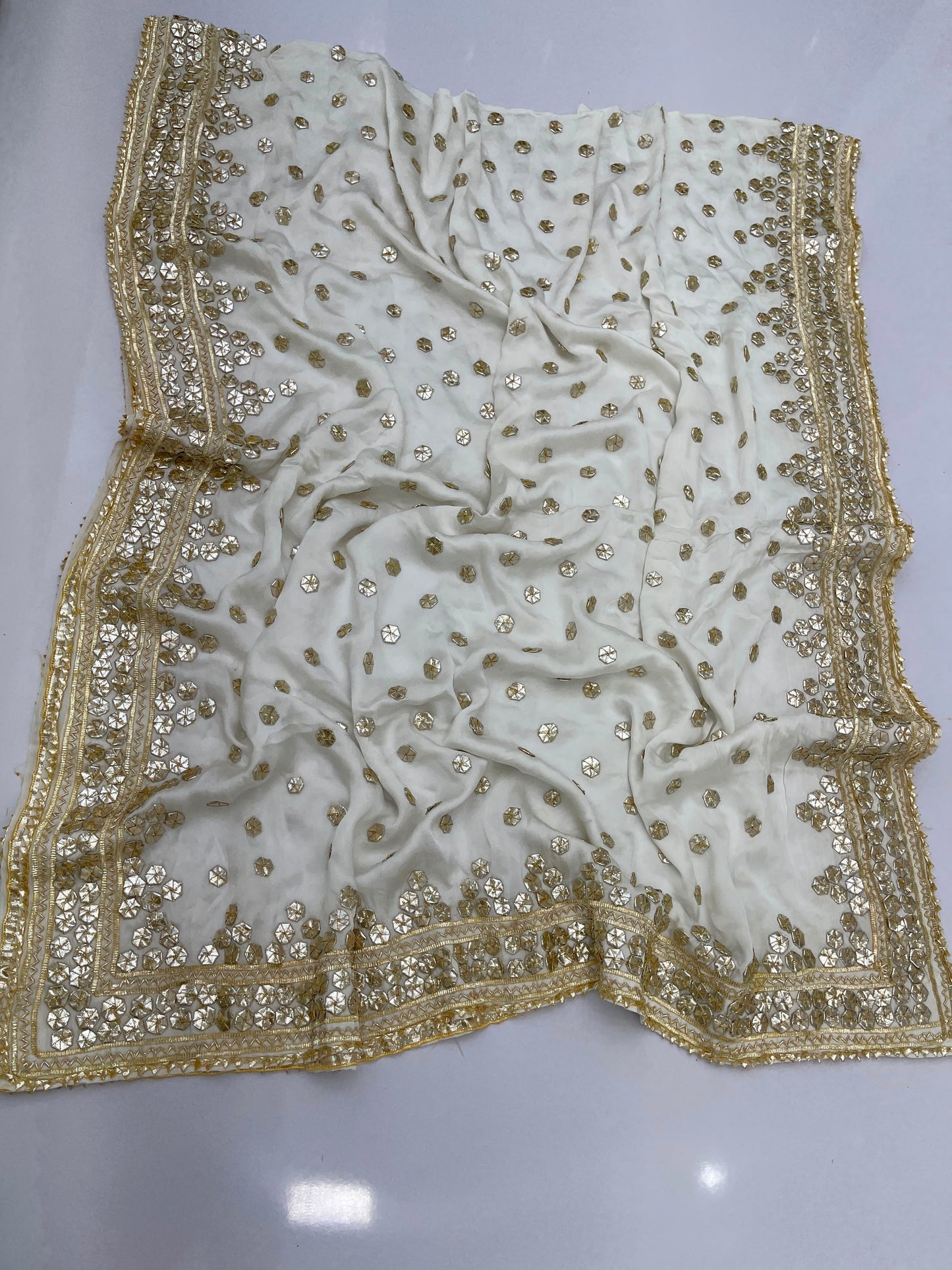 Handcrafted Tamba Tilla & Gotta Jaal Pure Samooz Silk Shawl | Dyeable New Design