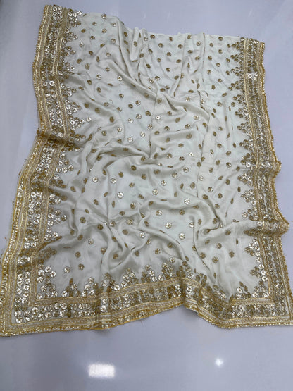 Handcrafted Tamba Tilla & Gotta Jaal Pure Samooz Silk Shawl | Dyeable New Design