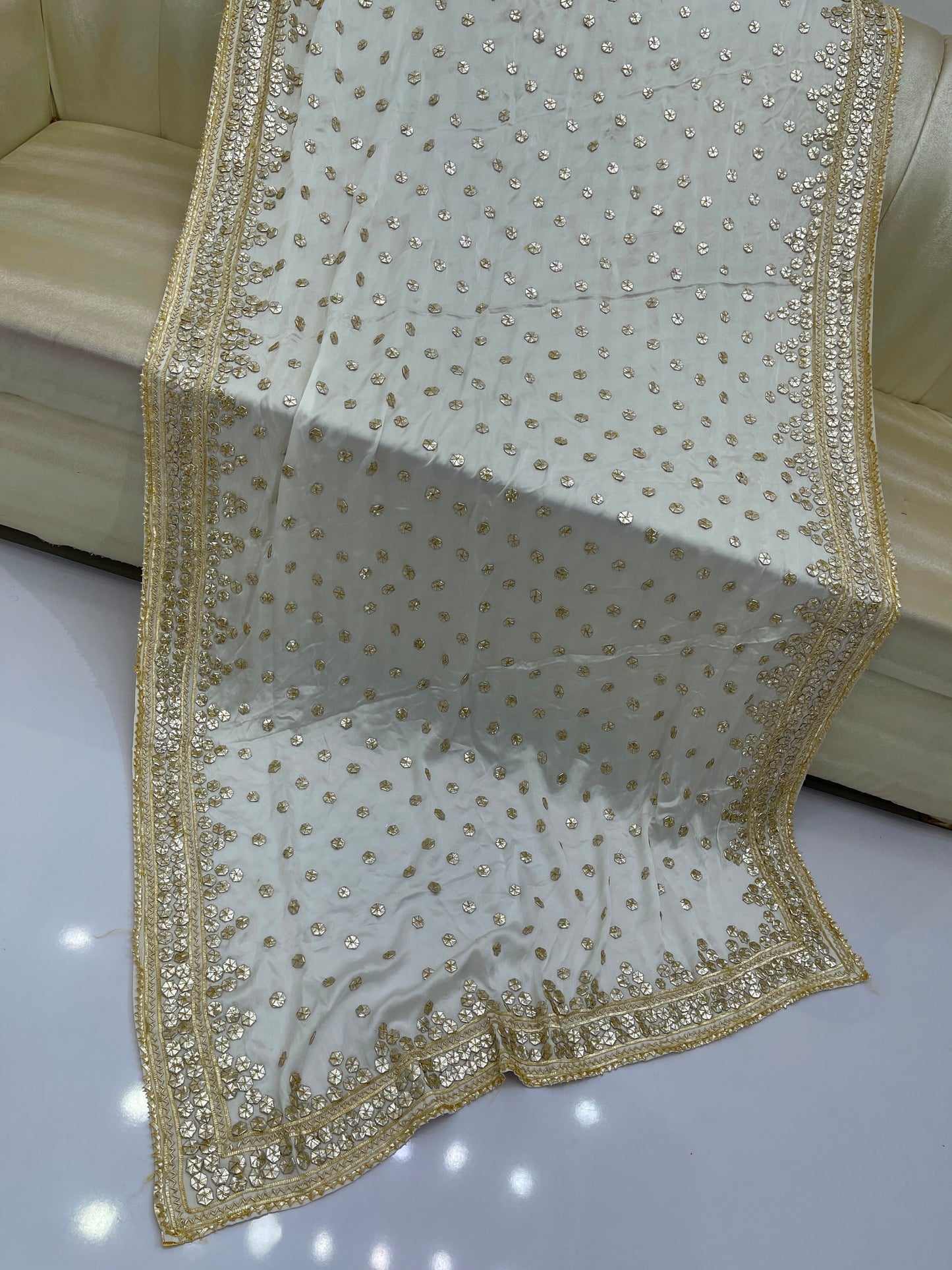 Handcrafted Tamba Tilla & Gotta Jaal Pure Samooz Silk Shawl | Dyeable New Design