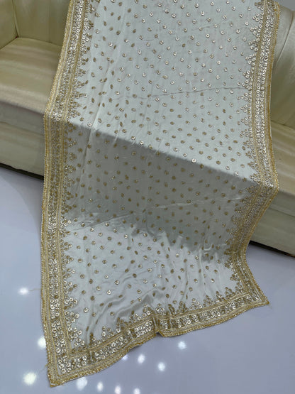 Handcrafted Tamba Tilla & Gotta Jaal Pure Samooz Silk Shawl | Dyeable New Design